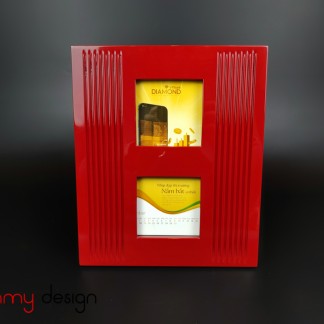 Red lacquer frame with 2 squares 31*26 cm